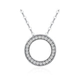 Colar em Prata 925 Circulo Cravejado Corações