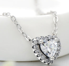 Colar em Prata 925 Coração Duplo Zircônia