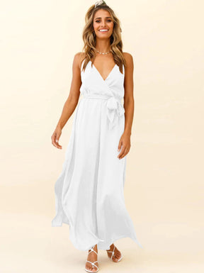 Macacão Cayman com Decote V e Fenda Lateral